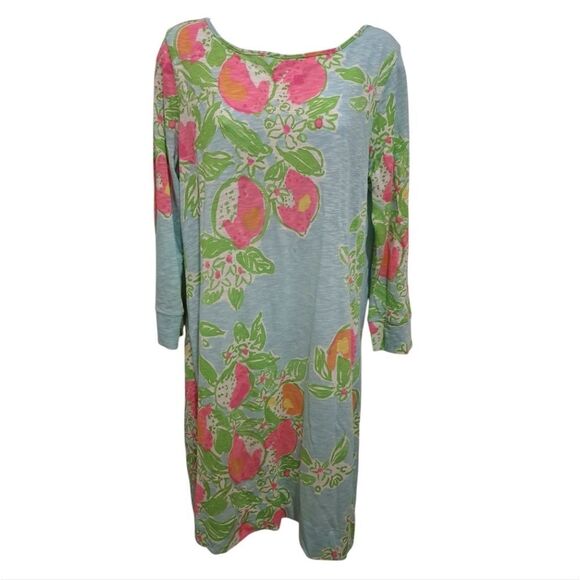 Lilly Pulitzer Tropical Lemon Print Floral Cotton Dress Size Large - Picture 2 of 6